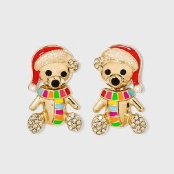 Sugarfix x Baublebar • Christmas Holiday Bear Post Earrings - Picture 1 of 1